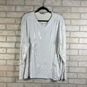 Zara White Sequin Tunic Top